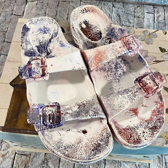 Custom Sandal Slides Men's Size 11/12 Hydro Dipped - Picture 1 of 7